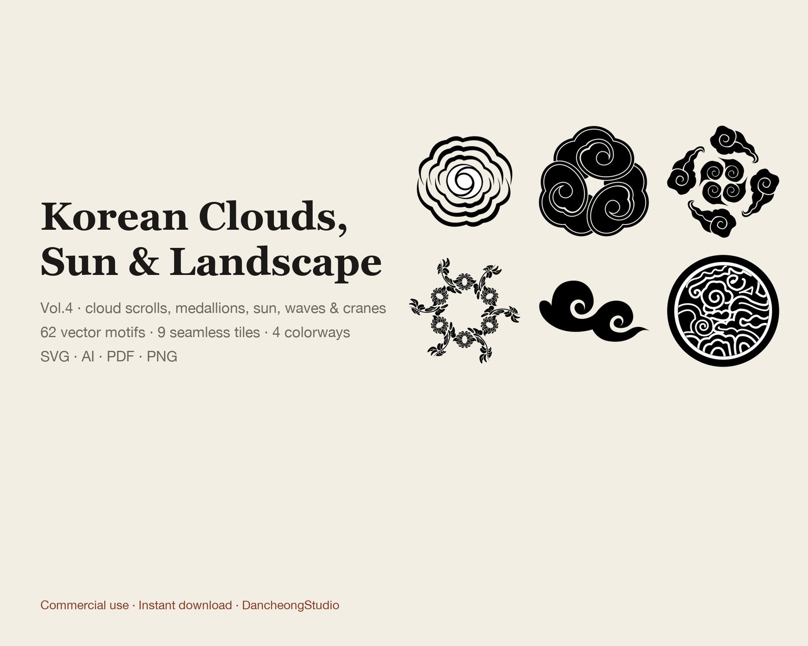 Korean Traditional Patterns Vol.04 — Clouds, Sun & Landscape — cover
